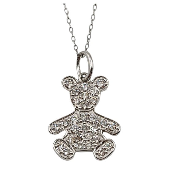 diamond bear necklace